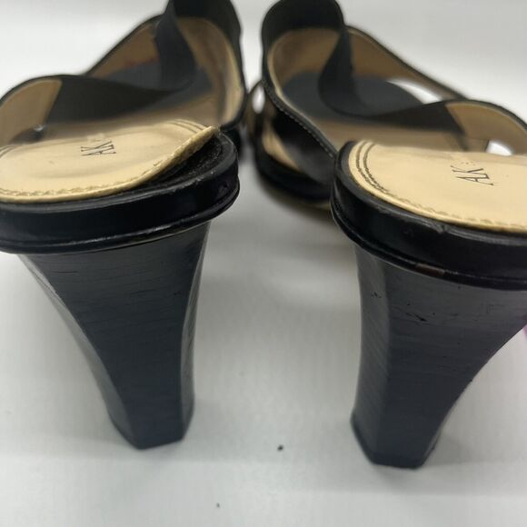 Anne Klein Machemist Stretch Sandal 8.5M Black Leather - Picture 4 of 10